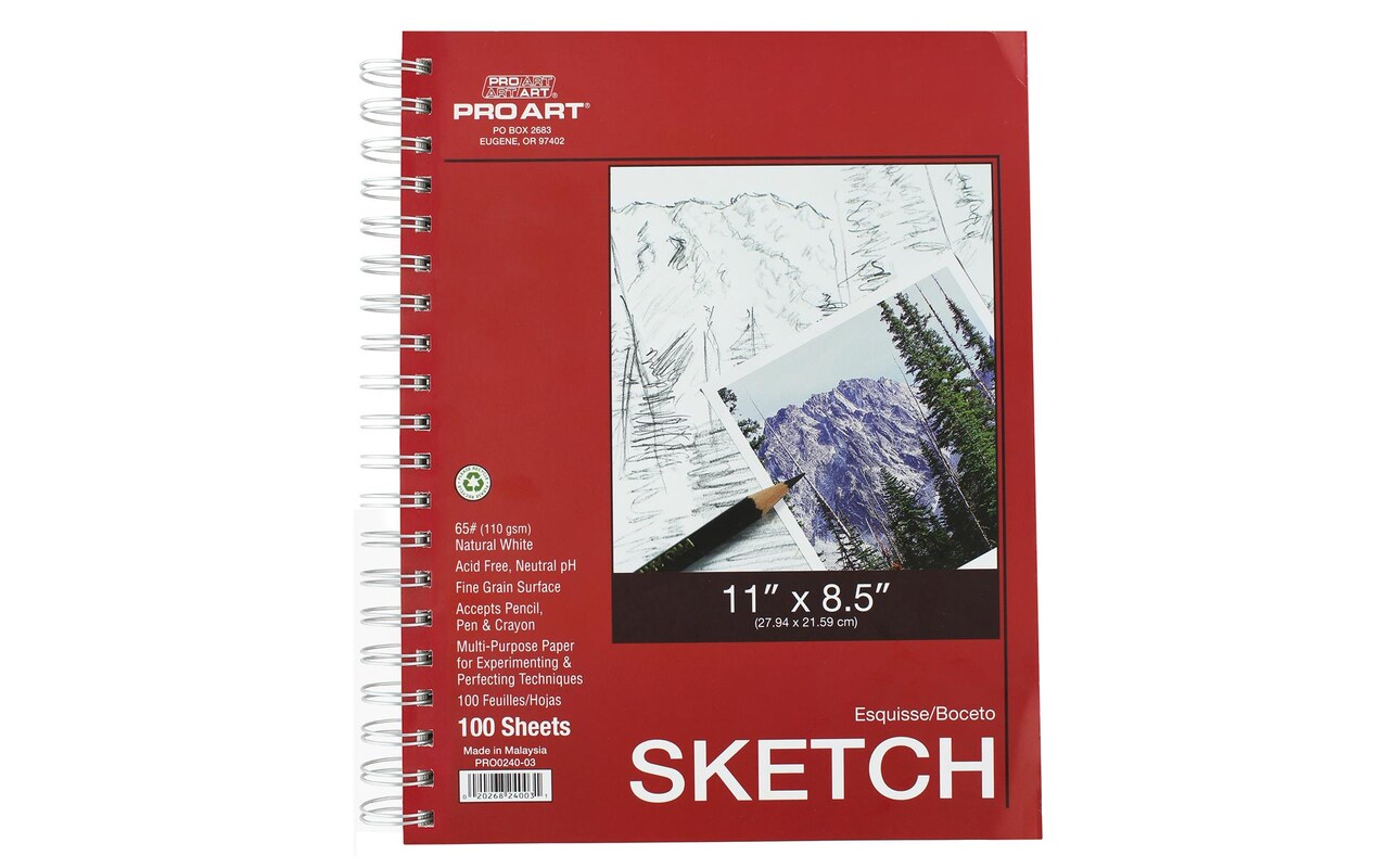 Pro Art Sketch Pad 11"x8.5", 60lb, 100 sheets, Side Wire, Sketch Book, Sketchbook, Drawing Pad, Sketch Pad, Drawing Paper, Art Book, Drawing Book, Art Paper, Sketchbook for Drawing